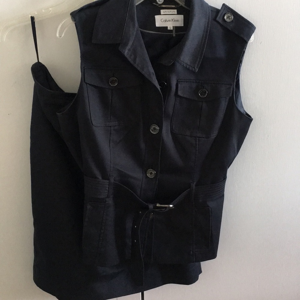 Calvin Klein vest with matching skirt.